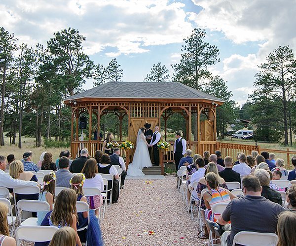 wedding ceremony at the gazebo at aspen grove