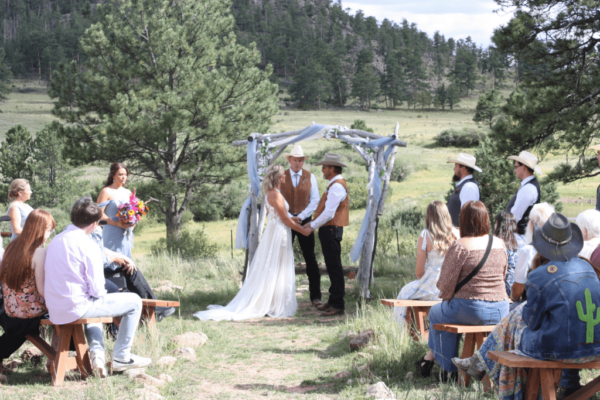 wedding at the labyrinth ceremony site at Aspen Grove